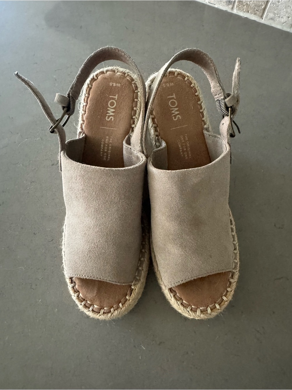 TOMS Women’s Taupe Suede Espadrille Slingback Sandals Size 6.5 NWOT